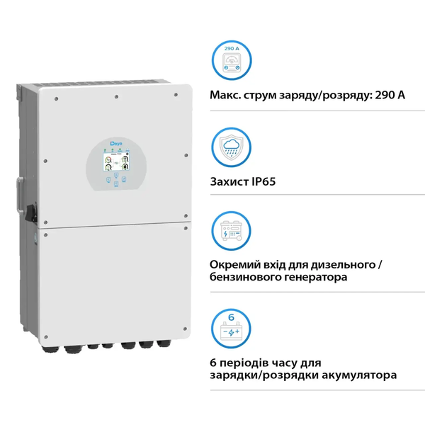 Однофазний гібридний інвертор Deye SUN-16K-SG01LP1-EU 16 кВт 48В IP65 для сонячної електростанції 1013 фото